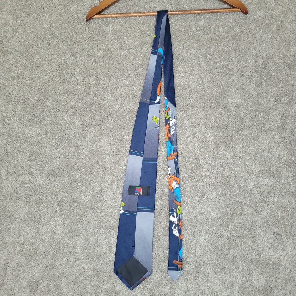 Vintage Disney Unlimited Mens Polyester Color Block Blue Goofy Tie